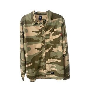 Stussy Camo Collard Button Front Shirt Men's Size Large